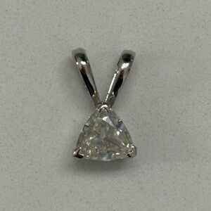 2.33 Ct VVS Off Yellow / White Trillion Cut Moissanite Pendant Diamond in Silver